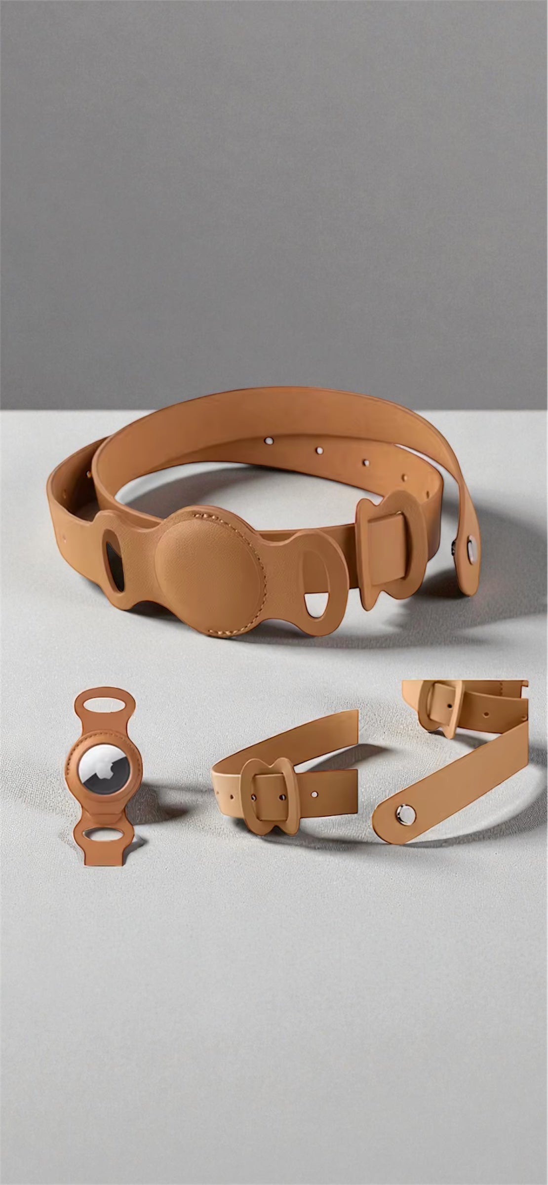 Collier en cuir pour chien et chat avec support Airtag